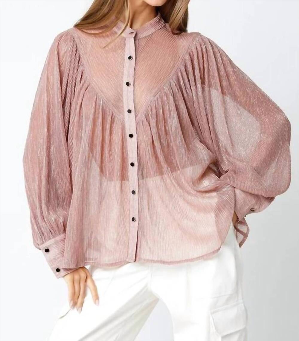 NEW OLIVACEOUS selene metallic blouse in blush